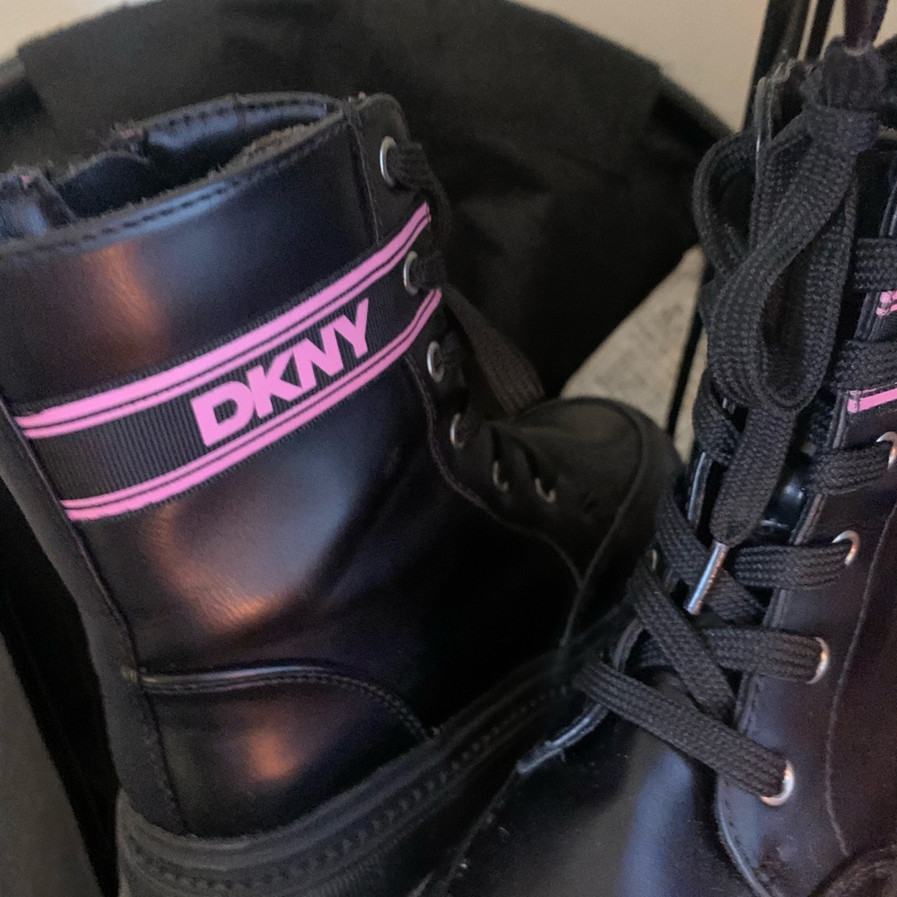 DKNY Black Boots with Pink Highlights